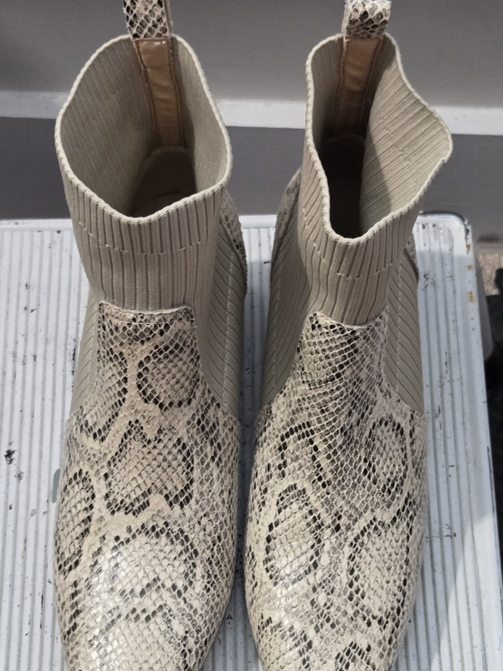 Oasis Society Beige Snake-Print Ankle Boots